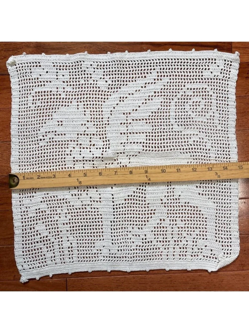 Handmade Crochet Lace Panel Cream 14x15